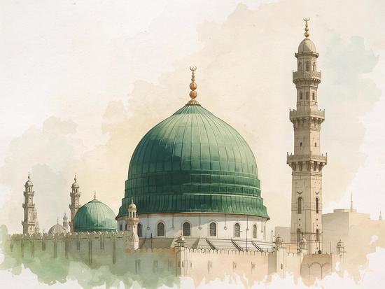 Gambar kubah yang berada di atas Makam Nabi Muhammad saw di Masjid Nabawi Madinah (Canva)